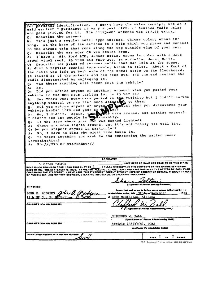 Army Sworn Statement Form Fillable Printable Pdf And Forms The Best Porn Website 3622