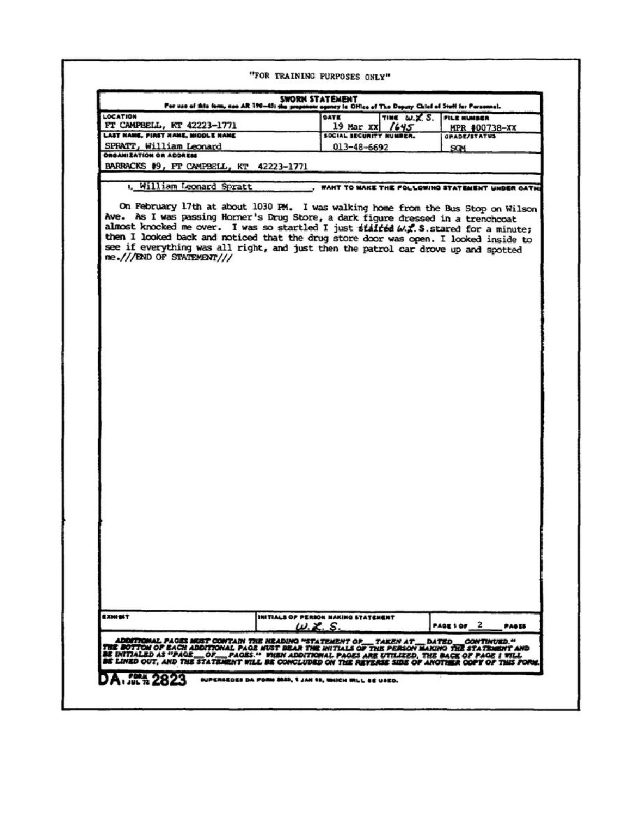 2022 Army Sworn Statement Form Fillable Printable Pdf And Forms 9816