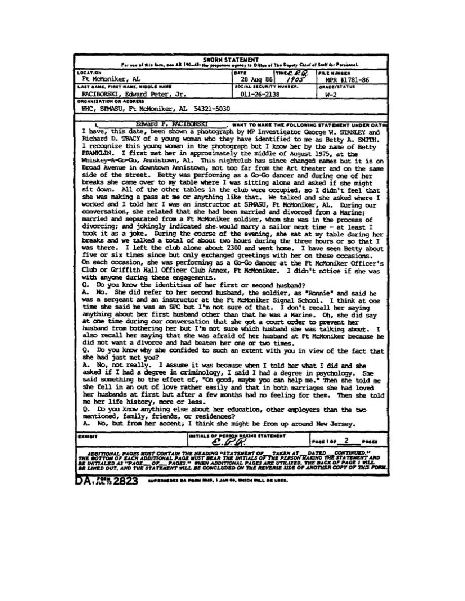 Figure 1-7. DA Form 2823, Sworn Statement, Front