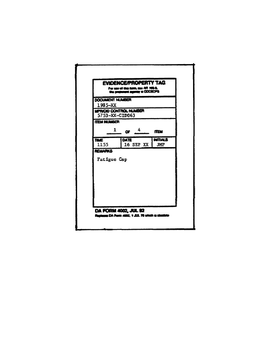 Figure 2-6. Evidence/Property Tag (DA Form 4002).